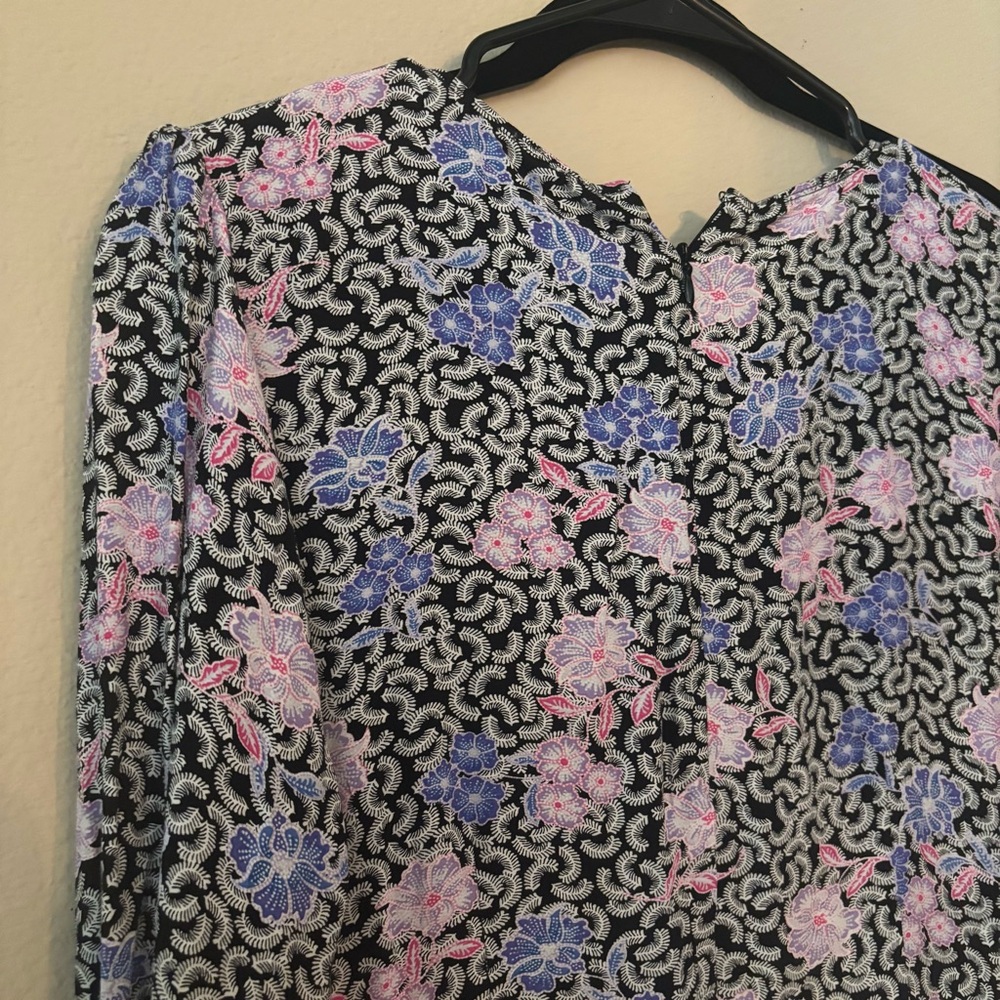 LOFT Floral Midi Dress 6 Petite NWT Long Sleeve V-Neck - Picture 7 of 8